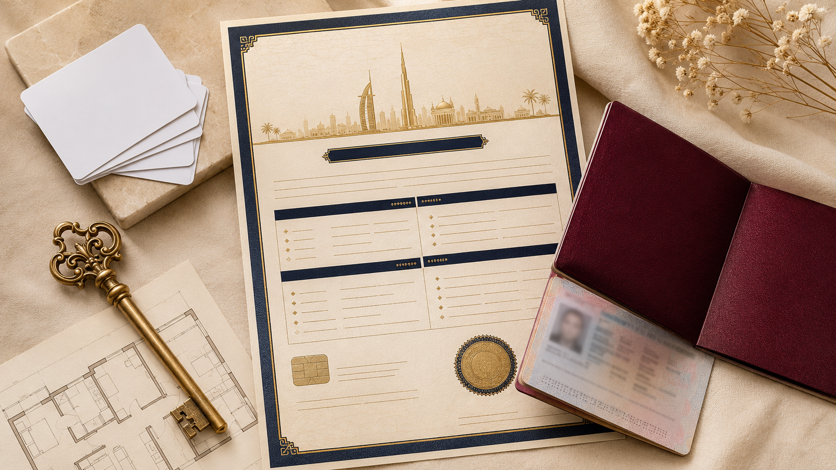 UAE Golden Visa documents and passport